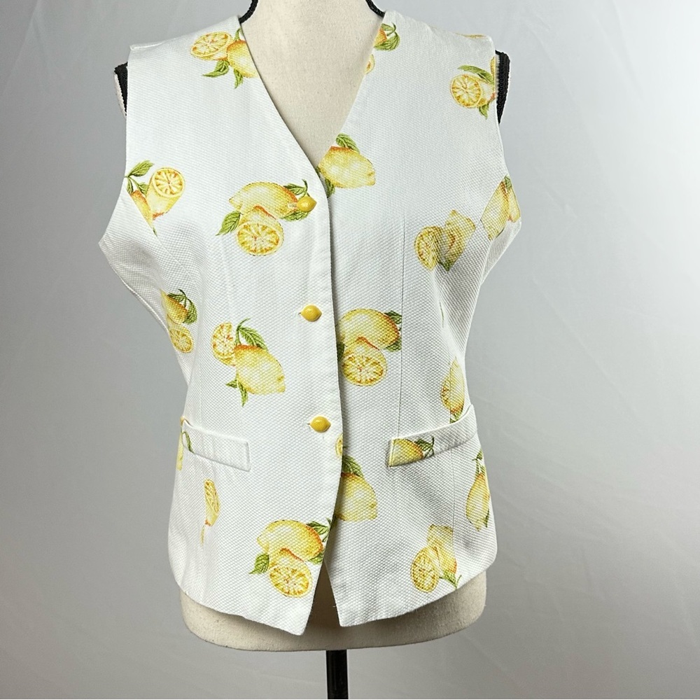 NORTON MCNAUGHTON Vtg yellow lemon vest - size 8